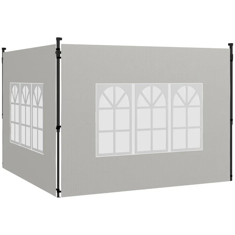 Kit 2pz Laterali Gazebo 293 x H 193cm Tessuto PE con finestra Bianco