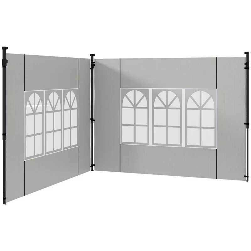 Kit 2pz Laterali Gazebo 293 x H 193cm Tessuto PE con finestra Bianco - immagine 4