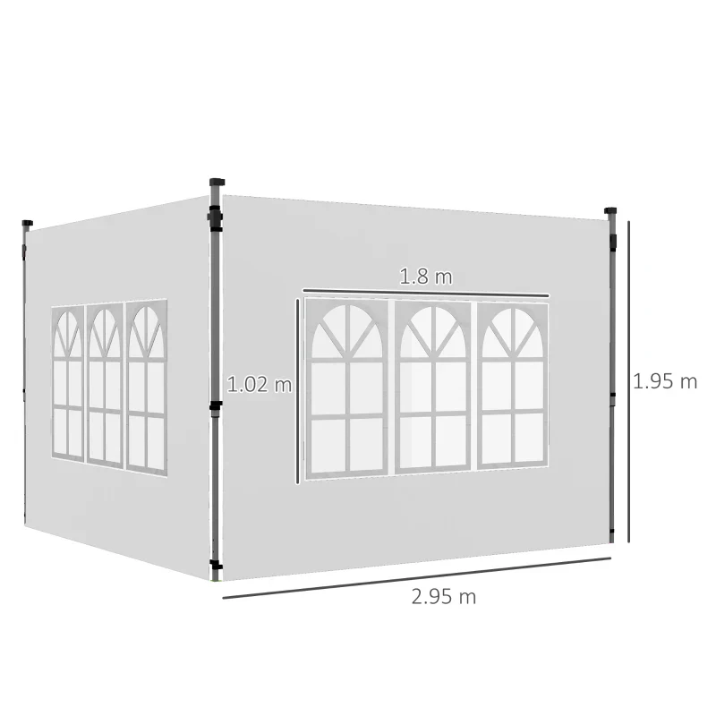 Kit 2pz Laterali Gazebo 295 x H 195cm Tessuto Oxford con finestra Bianco - immagine 3