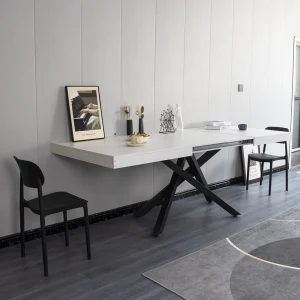 Tavolo Cucina Sala da Pranzo Allungabile Gambe a incrocio 90x140-220 cm Bianco Frassinato