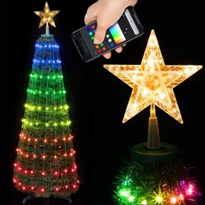 Albero di Natale 50x150 cm Pieghevole con 195 LEd RGB Smart e Controllo App
