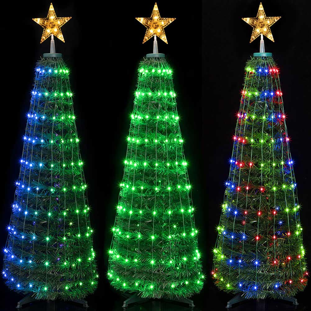 Albero di Natale 70x210 cm Pieghevole con 342 LEd RGB Smart e Controllo App - immagine 4