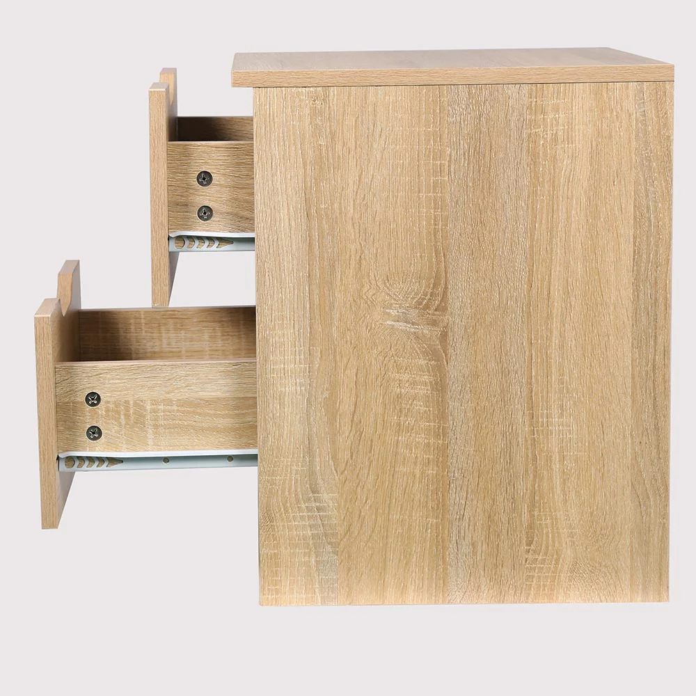 Mobile Comodino 2 Cassetti 40x40x50cm Design Moderno in legno MDF Rovere - immagine 6