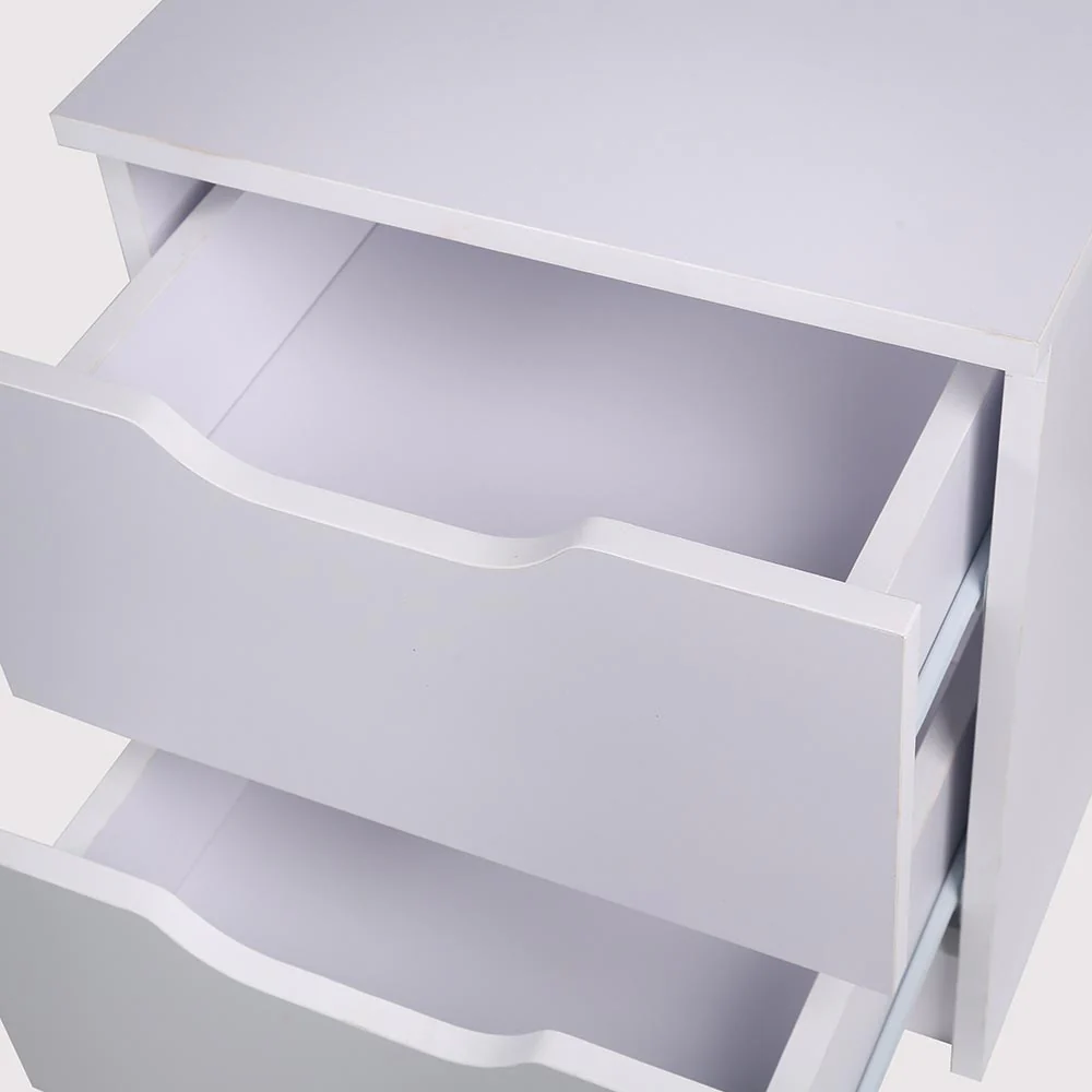 Mobile Comodino 2 Cassetti 40x40x50cm Design Moderno in legno MDF Bianco - immagine 3