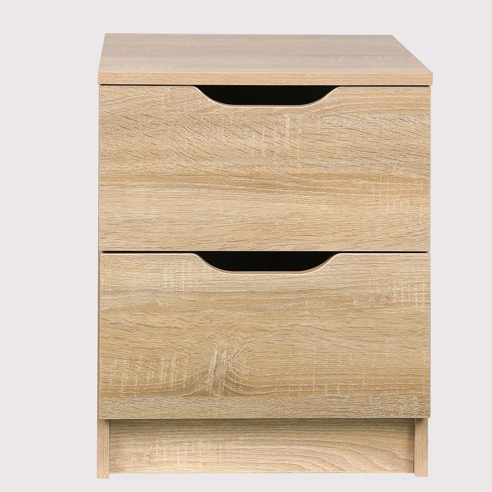 Mobile Comodino 2 Cassetti 40x40x50cm Design Moderno in legno MDF Rovere - immagine 3
