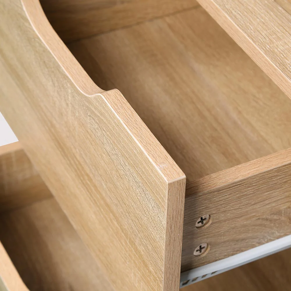 Mobile Comodino 2 Cassetti 40x40x50cm Design Moderno in legno MDF Rovere - immagine 4