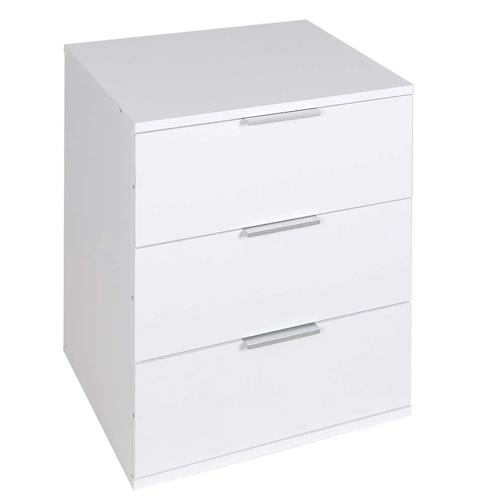 Mobile Comodino 3 Cassetti 40x46x61cm Design Moderno in legno MDF Bianco - immagine 5