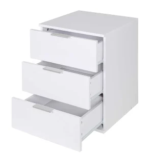 Mobile Comodino 3 Cassetti 40x46x61cm Design Moderno in legno MDF Bianco