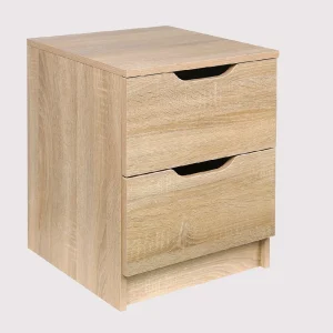 Mobile Comodino 2 Cassetti 40x40x50cm Design Moderno in legno MDF Rovere