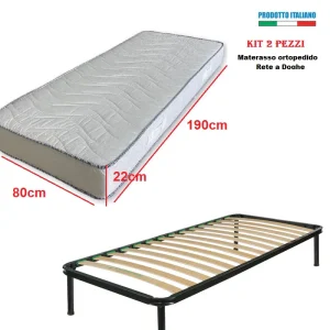 Kit 2pz Materasso Memory H22 + Rete 13Doghe Ortopedico e Anallergico 80x190 cm