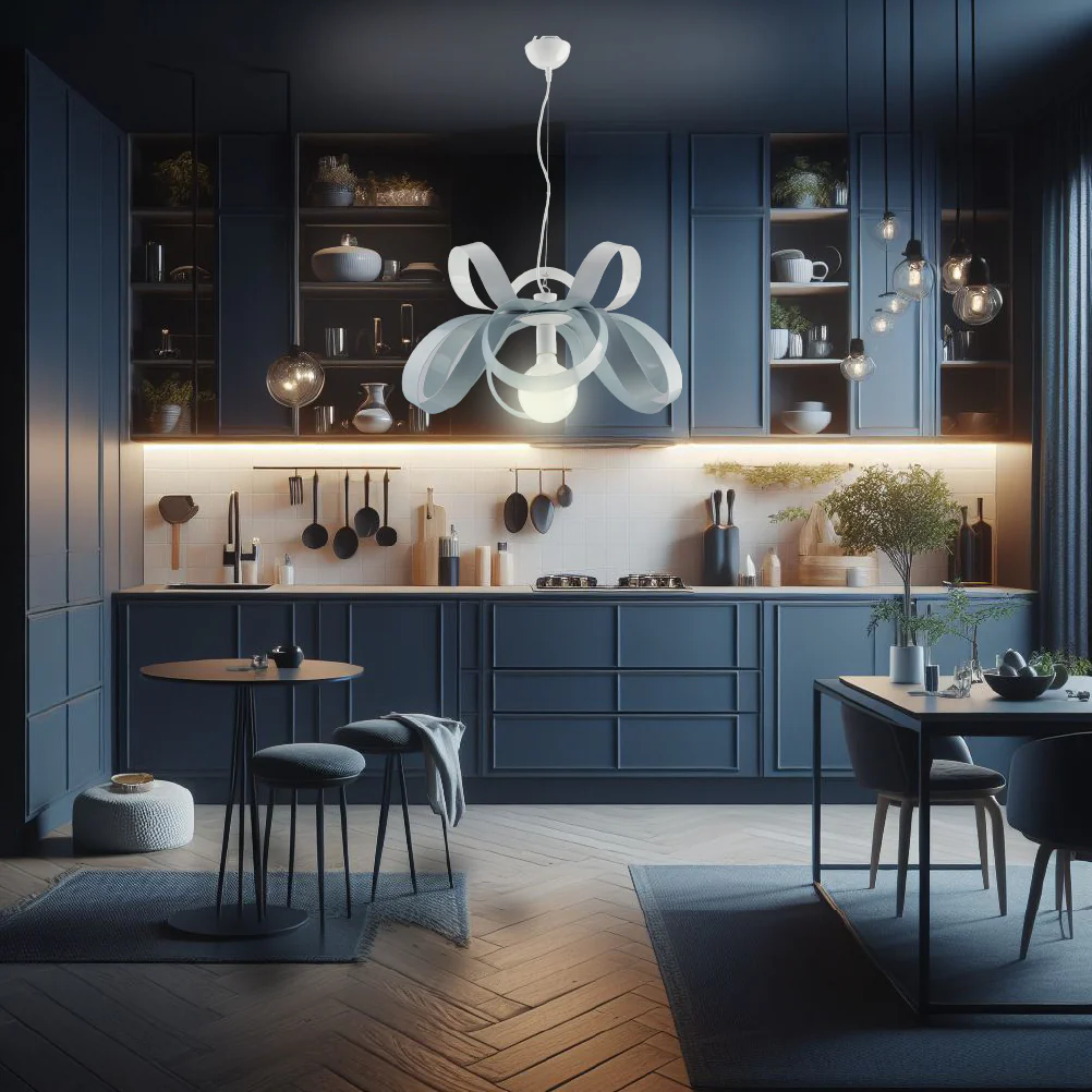 Lampadario Moderno 1 Luce Metallo Verniciato Curvato Bianco Grigio - immagine 4