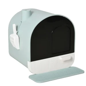 Lettiera Casetta in PP per Gatti Chiusa con Filtro, Vassoio, Paletta 43x44 H47cm