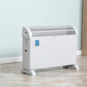 Stufa Elettrica Termoconvettore 3Regolazioni 2000W Timer Metallo 58.5x20x43cm Bianco