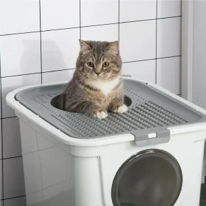 Lettiera Gatti in Plastica PE Chiusa 2 Ingressi con Vassoio Paletta 44x55x39