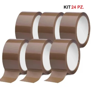 Kit 24 Rotoli di Nastro Avana 48mm x 80 Mt. Nastro per Imballaggi Marrone