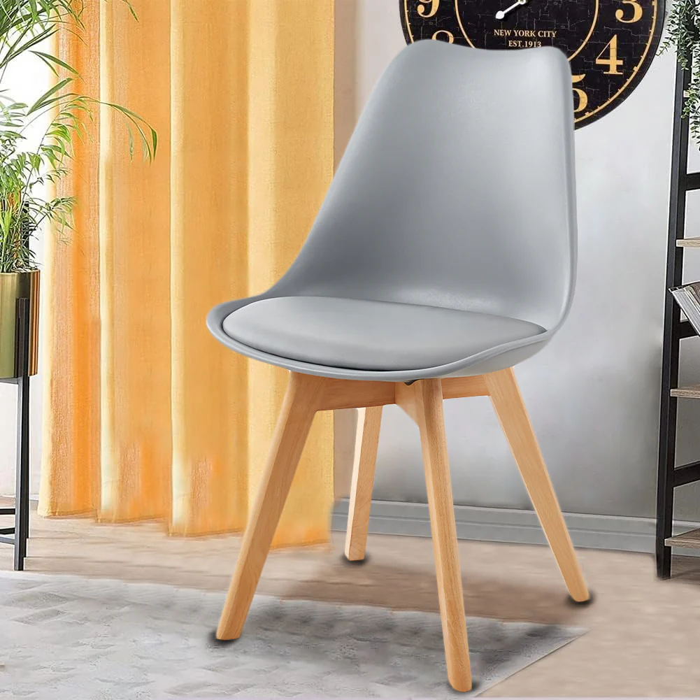 Kit 4 Sedie da Pranzo Poltrona in Pelle Ecologica e Legno Casa Ufficio Bar Grigio - immagine 4