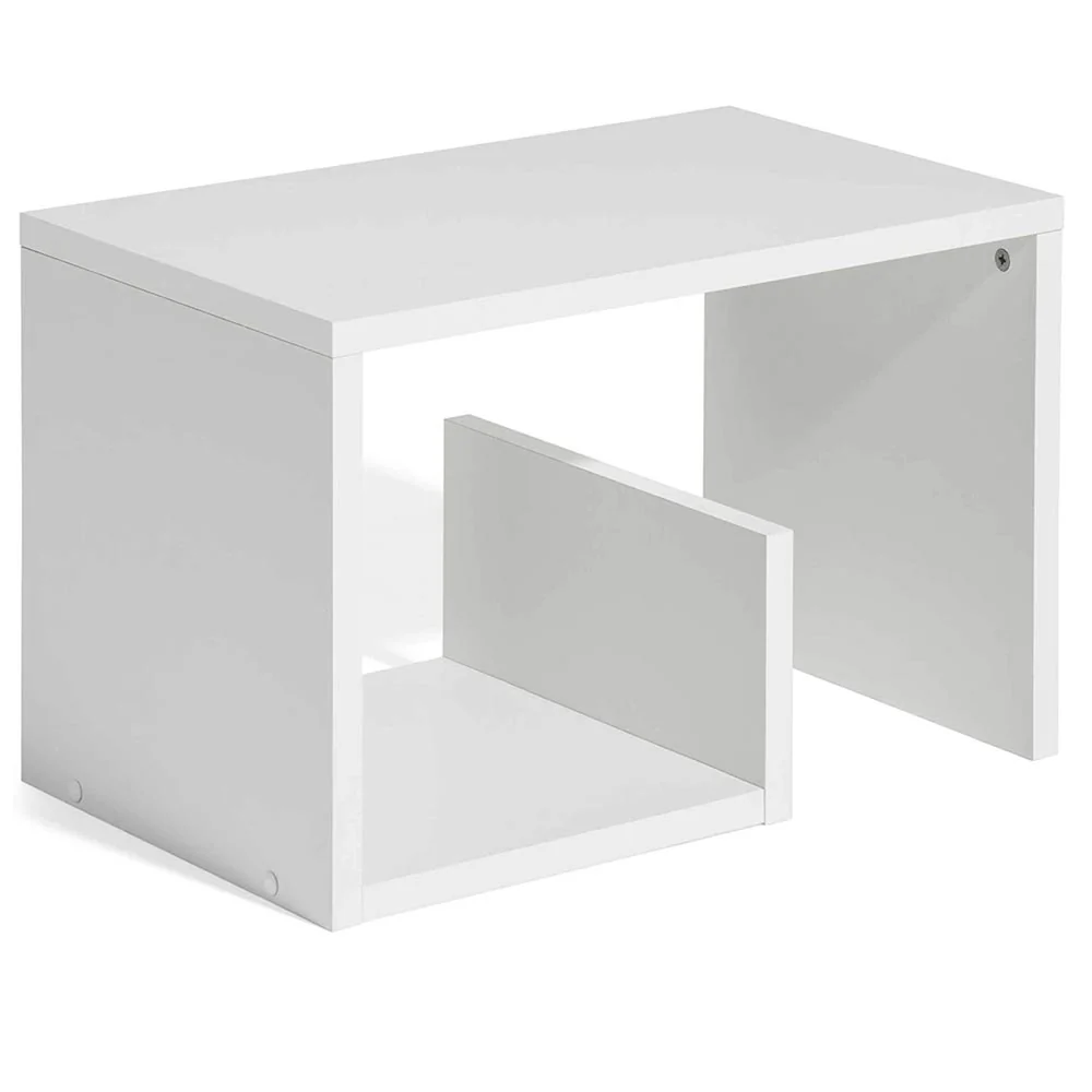 Tavolino da Salotto 2 Ripiani Legno Portariviste Design Moderno 59x36 H38cm Bianco - immagine 4