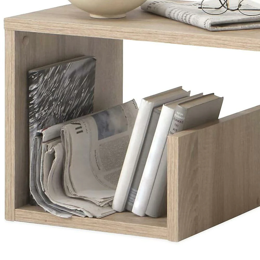Tavolino da Salotto 2 Ripiani Legno Portariviste Design Moderno 59x36 H38cm Quercia - immagine 5