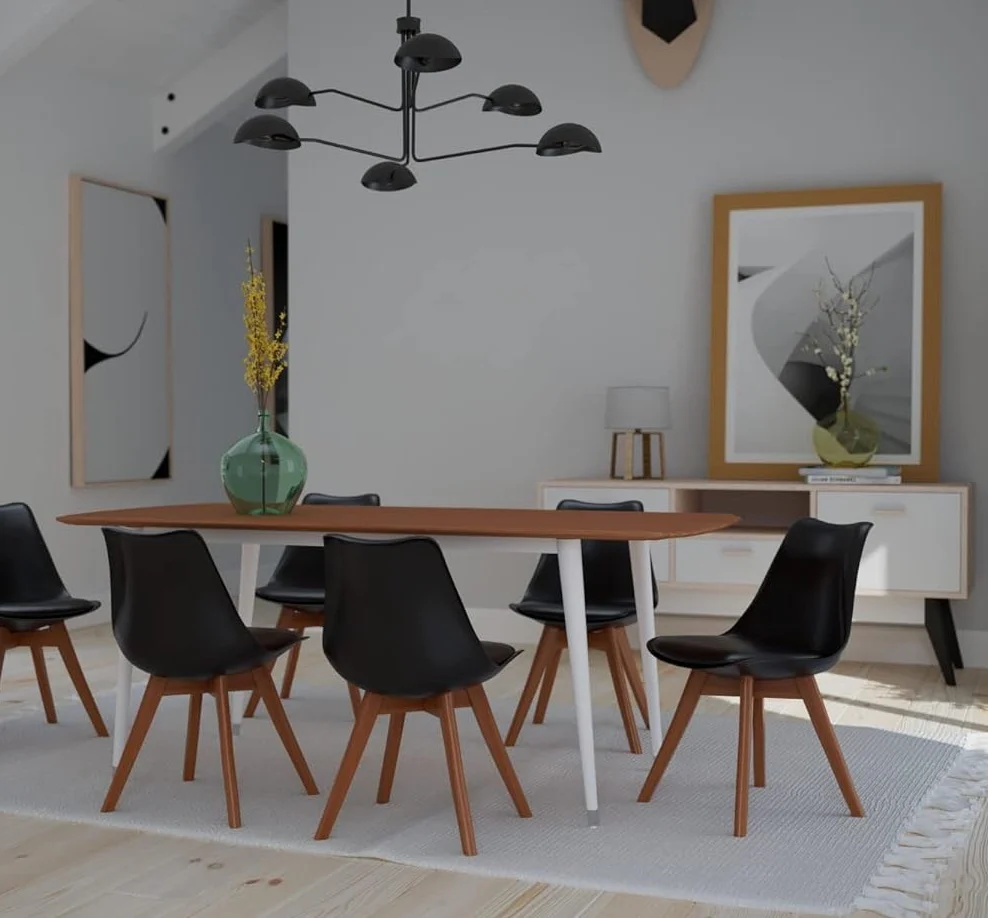 Kit 4 Sedie da Pranzo Poltrona in Pelle Ecologica e Legno Casa Ufficio Bar Nero - immagine 7