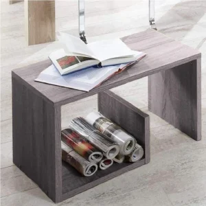 Tavolino da Salotto 2 Ripiani Legno Portariviste Design Moderno 59x36 H38cm Grigio