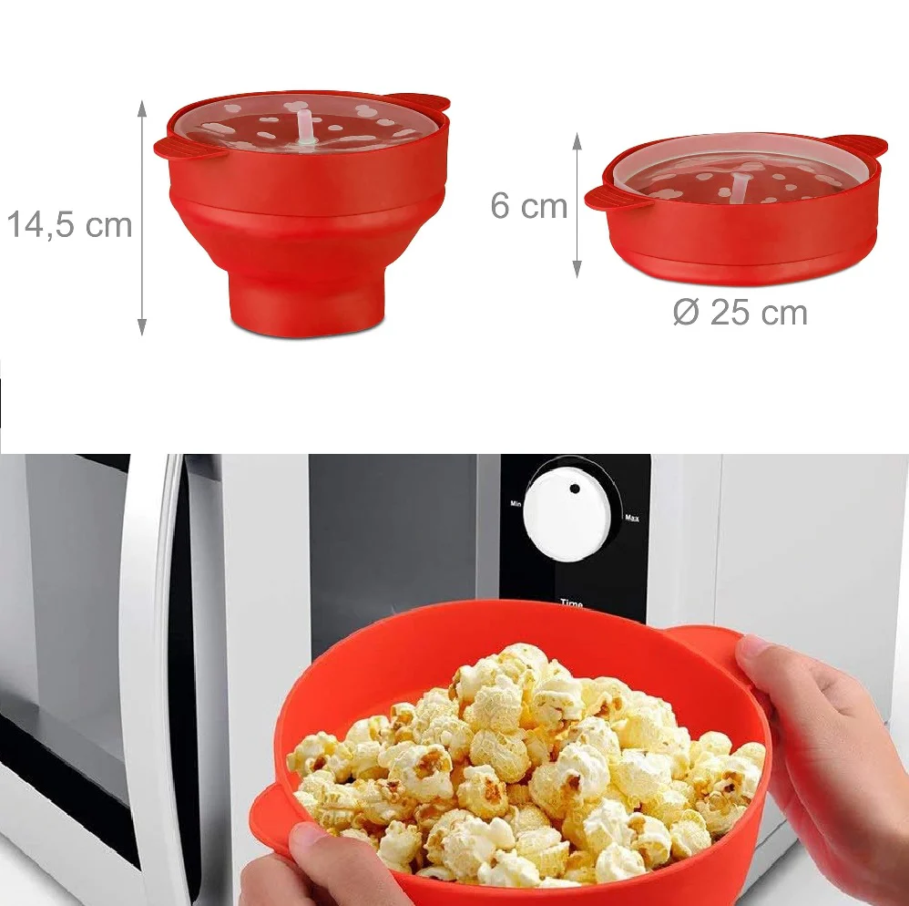 Kit 2pz Cottura in Microonde Macchina PopCorn e Vaporiera 2400ML facile da usare - immagine 3