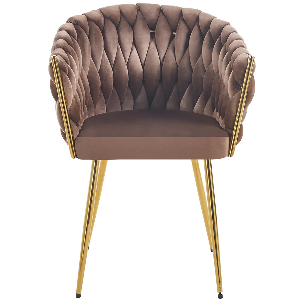 Kit 2pz Sedia Poltrona in Metallo Oro e Velluto Marrone Ergonomica Casa Ristorante Bar - immagine 6