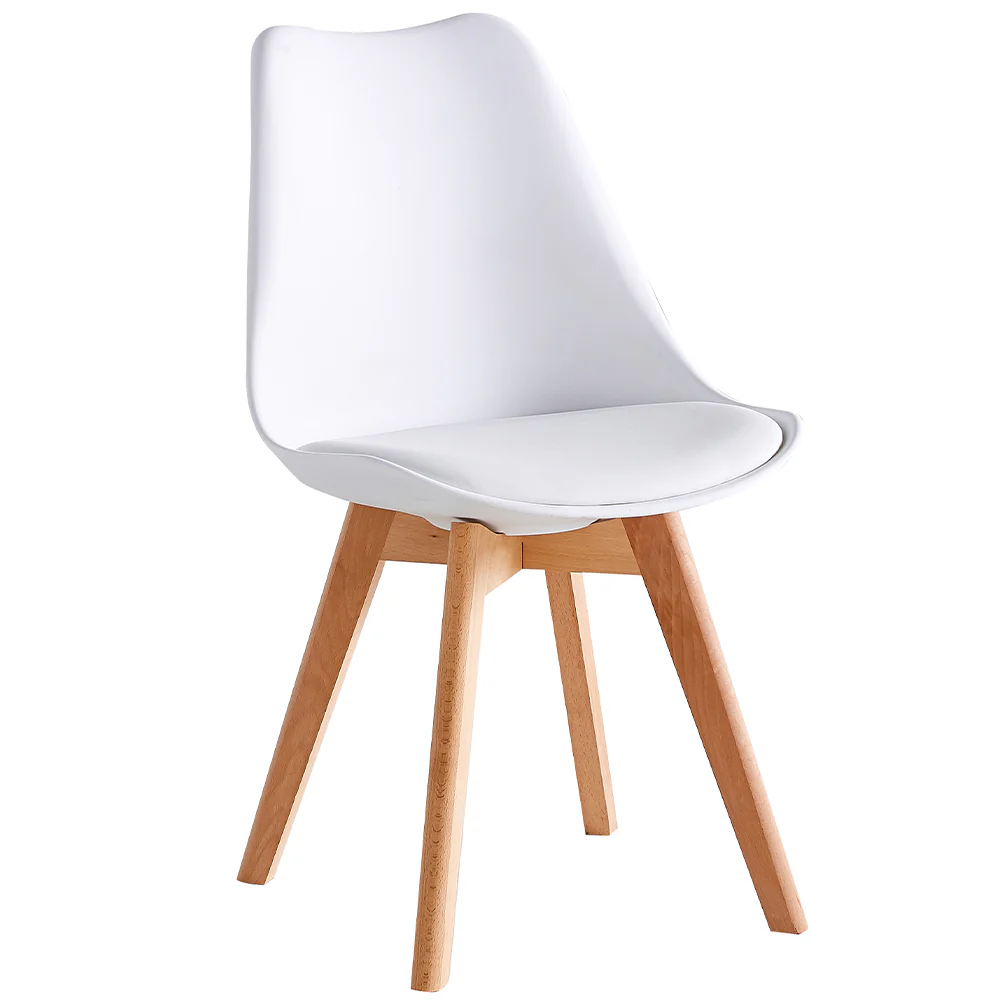 Kit 4 Sedie da Pranzo Poltrona in Pelle Ecologica e Legno Casa Ufficio Bar Bianco - immagine 4