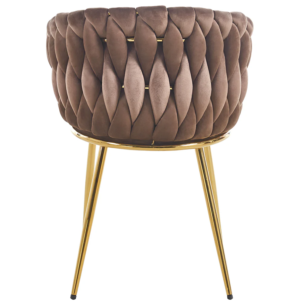 Kit 2pz Sedia Poltrona in Metallo Oro e Velluto Marrone Ergonomica Casa Ristorante Bar - immagine 7
