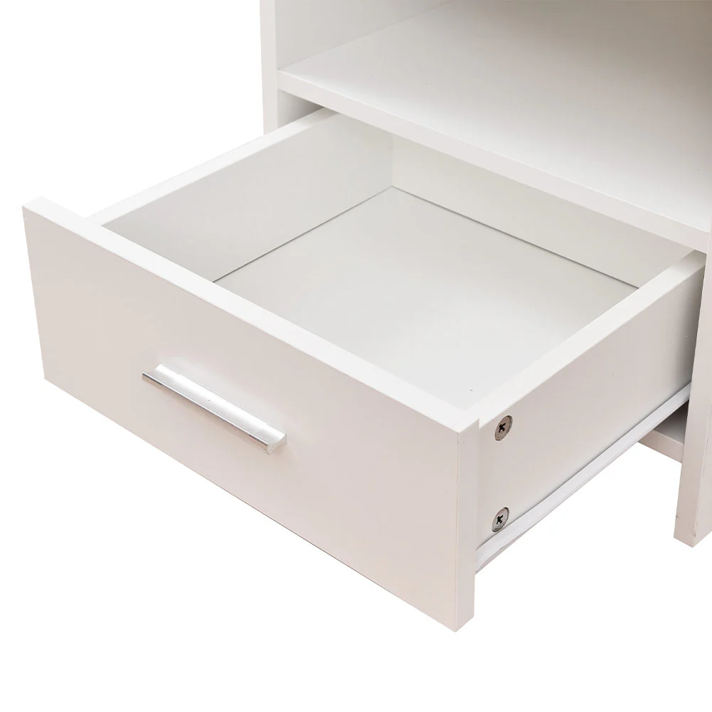 Mobile Comodino in Legno Bianco 1 Cassetto 2 Ripiani Salvaspazio 35x38H45 cm - immagine 6