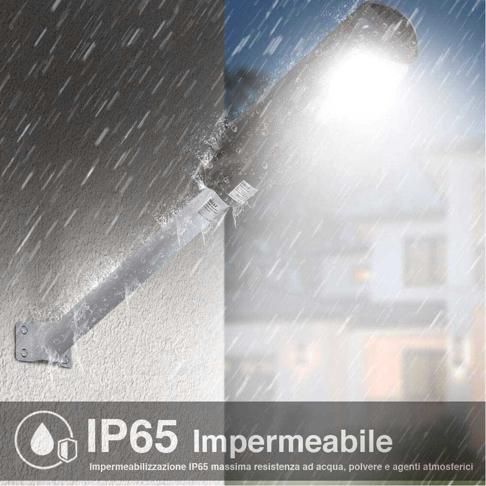 Faro Lampione Stradale LED 120W Ricarica Solare Telecomando Crepuscolare Dimmerabile - immagine 6