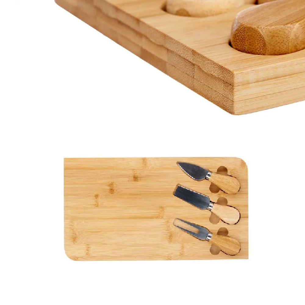 Tagliere Cucina in Bambù con accessori Formaggio 34 x 19 H1.8 cm Legno Naturale - immagine 6