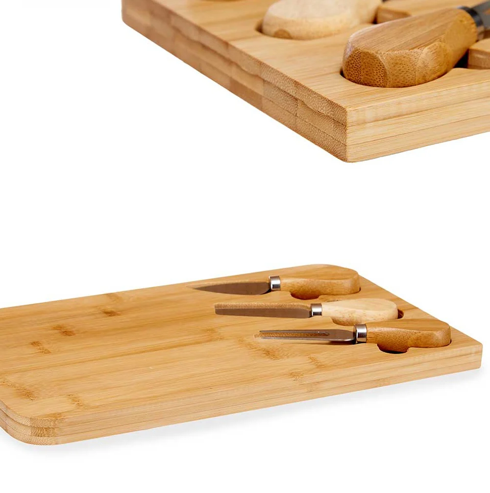 Tagliere Cucina in Bambù con accessori Formaggio 34 x 19 H1.8 cm Legno Naturale - immagine 3
