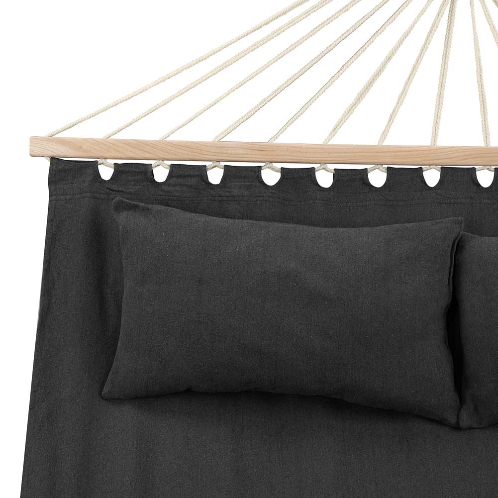 Amaca Giardino e Campeggio 2Posti Legno e Tessuto Pieghevole 345x150cm Antracite - immagine 6