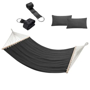 Amaca Giardino e Campeggio 2Posti Legno e Tessuto Pieghevole 345x150cm Antracite