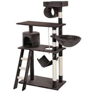 Albero Tiragraffi Gatti Giochi Cuccia Amaca Graffiatoio 74.5x40 H142cm Marrone