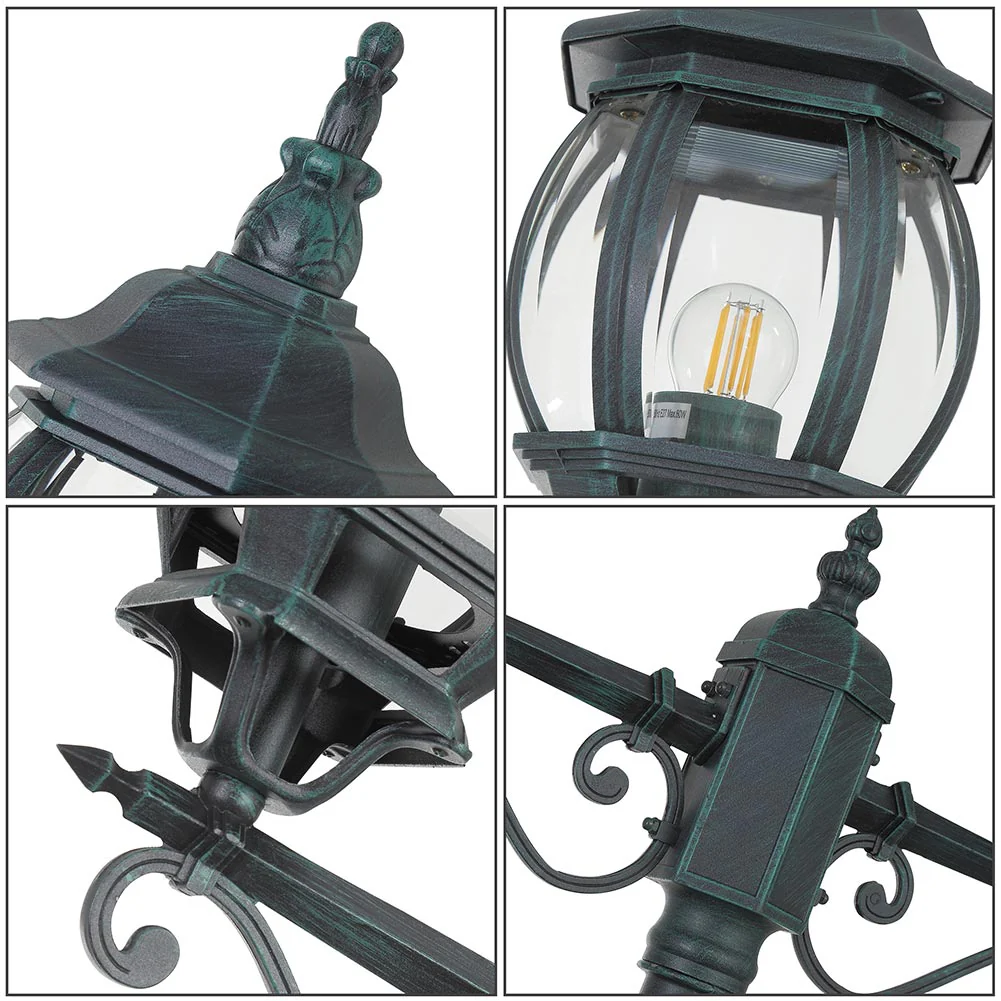 Lampione da Giardino 56x56 H 202 cm Stile Vittoriano Classico 2 x E27 Verde Bronzo - immagine 5