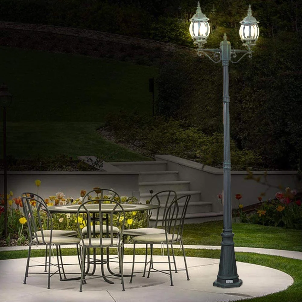 Lampione da Giardino 56x56 H 202 cm Stile Vittoriano Classico 2 x E27 Verde Bronzo - immagine 3