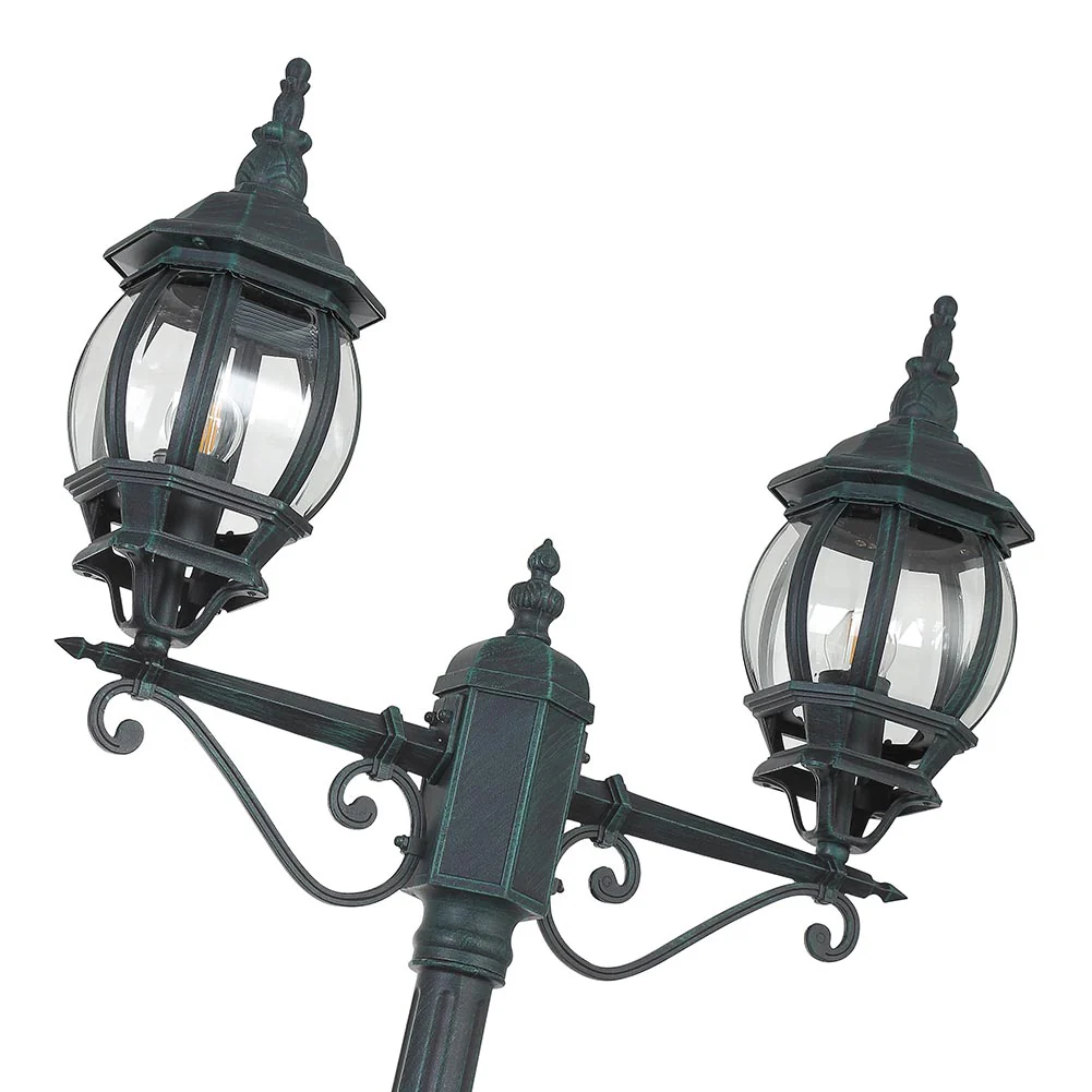 Lampione da Giardino 56x56 H 202 cm Stile Vittoriano Classico 2 x E27 Verde Bronzo - immagine 6