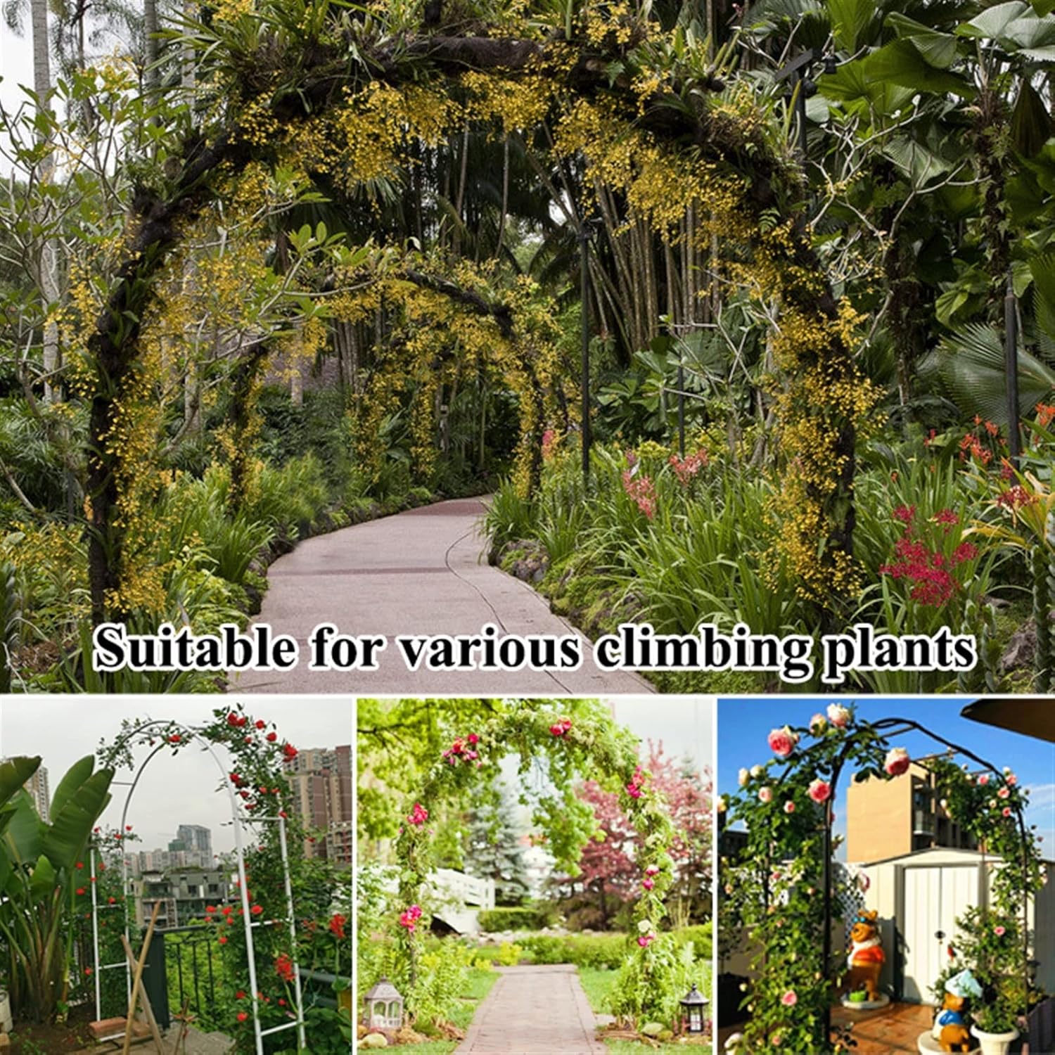 Arco in Ferro da Giardino per Piante Rampicanti Decorazione Terrazzo 140x240 cm - immagine 4