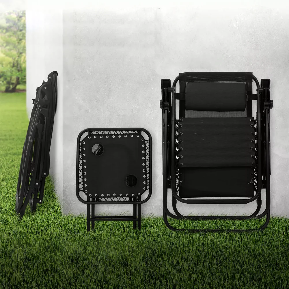 Kit da Giardino 2 Sdraio Zero Gravity e 1 Tavolino Tutto Pieghevole e Salvaspazio - immagine 5