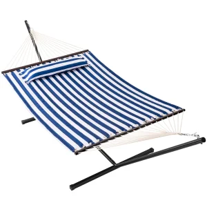 Amaca da Giardino Brasiliana con Cuscino e Supporto in Acciaio, portata 200kg 140x210cm