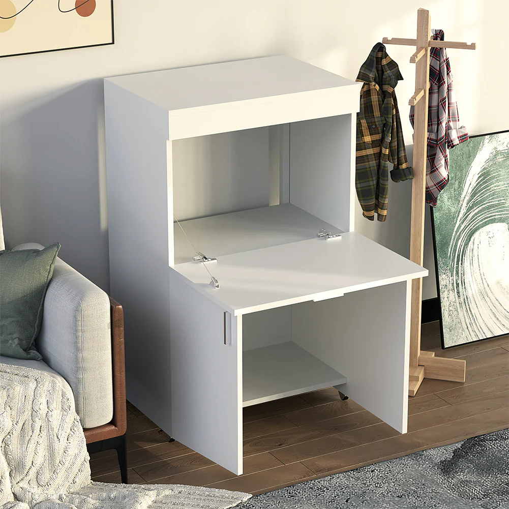 Mobile con Asse da Stiro Incorporato a Scomparsa Salvaspazio con Ripiani e Ruote Bianco - immagine 6