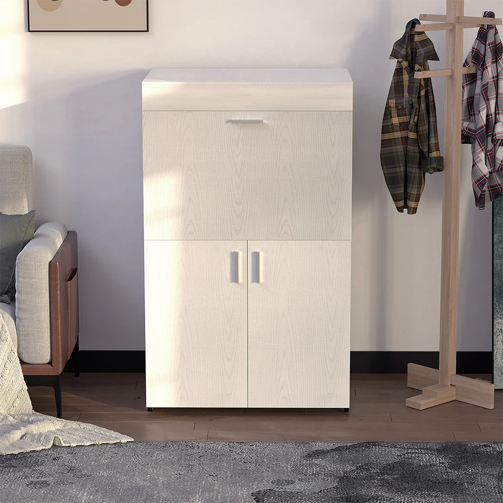 Mobile con Asse da Stiro Incorporato a Scomparsa Salvaspazio con Ripiani e Ruote Bianco Frass - immagine 4