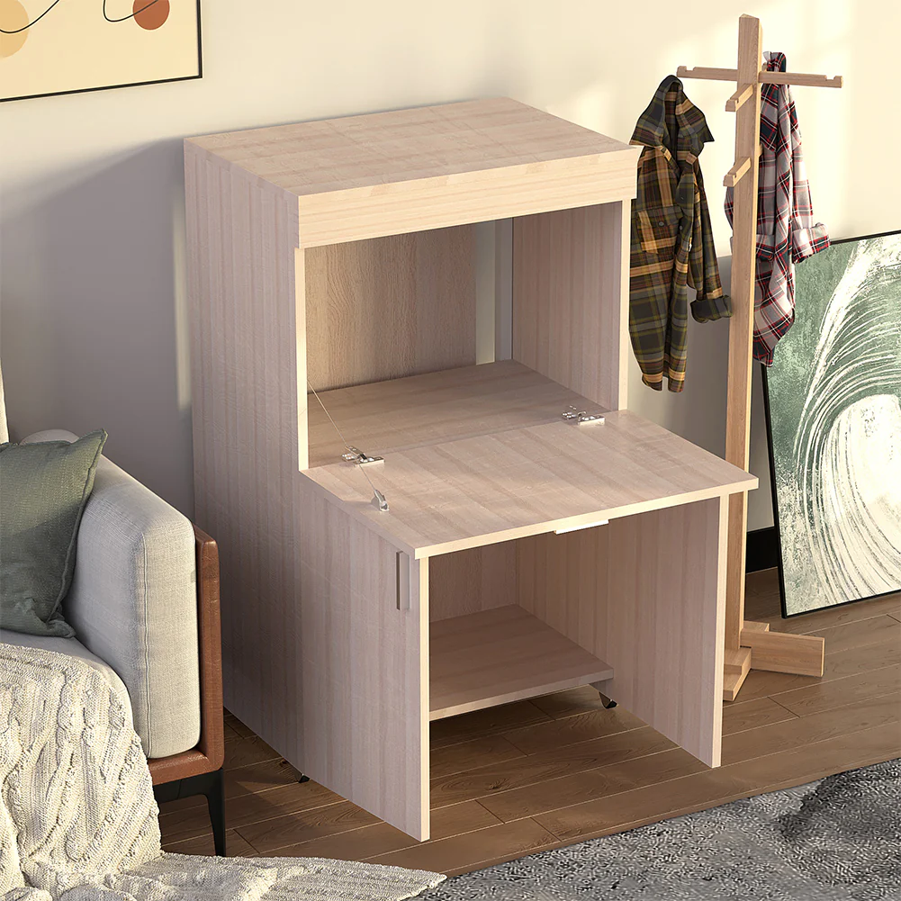 Mobile con Asse da Stiro Incorporato a Scomparsa Salvaspazio con Ripiani e Ruote Olmo - immagine 6