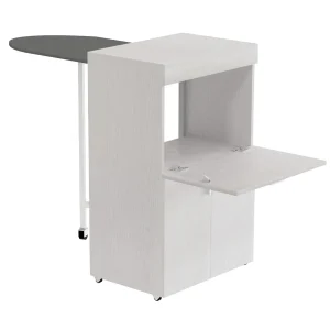 Mobile con Asse da Stiro Incorporato a Scomparsa Salvaspazio con Ripiani e Ruote Bianco Frass