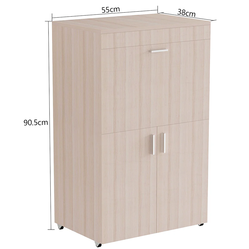 Mobile con Asse da Stiro Incorporato a Scomparsa Salvaspazio con Ripiani e Ruote Olmo - immagine 4