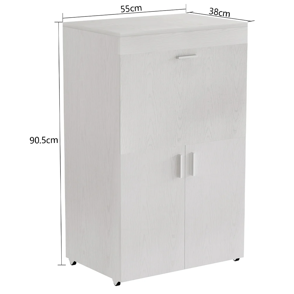 Mobile con Asse da Stiro Incorporato a Scomparsa Salvaspazio con Ripiani e Ruote Bianco Frass - immagine 6