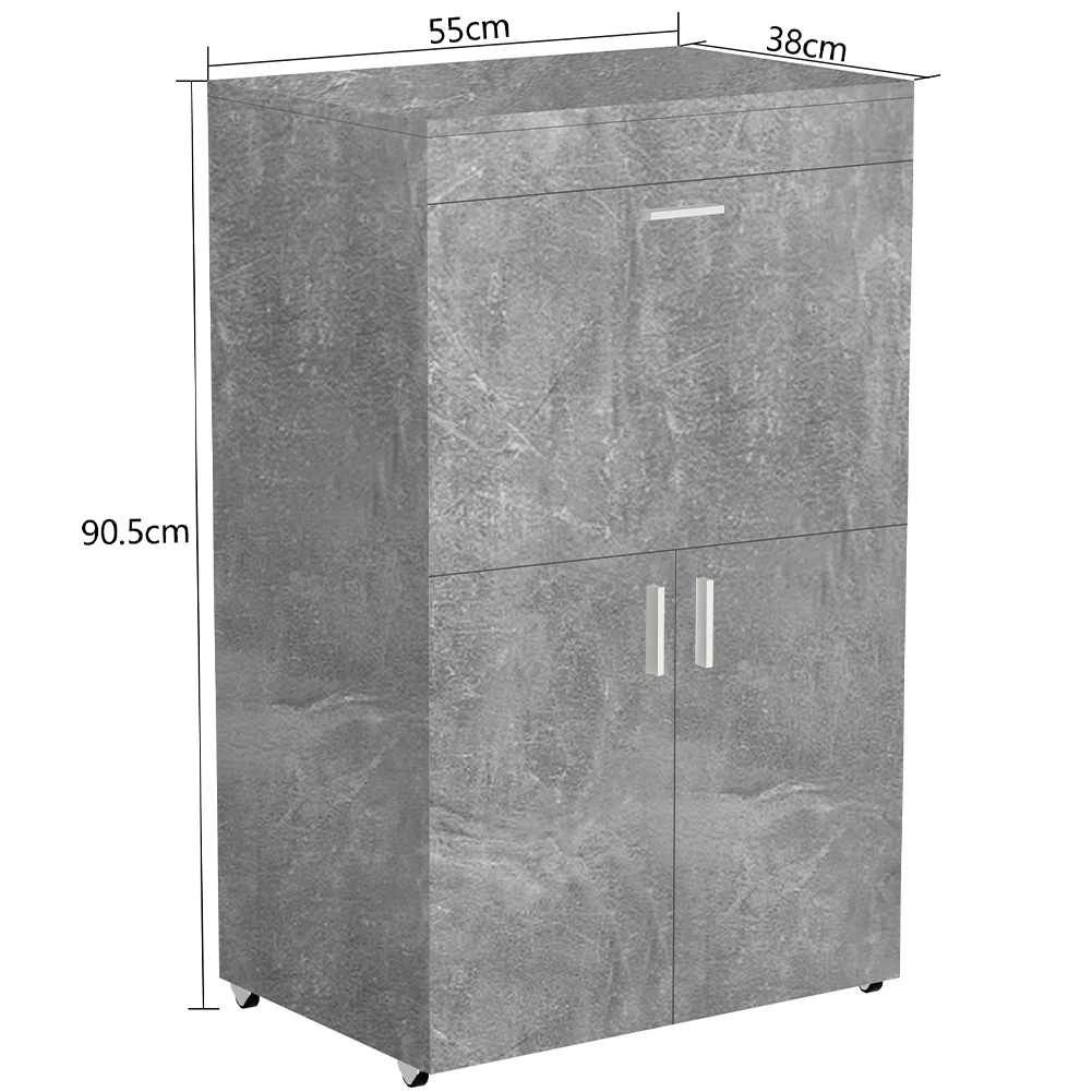 Mobile con Asse da Stiro Incorporato a Scomparsa Salvaspazio con Ripiani e Ruote Grigio - immagine 6