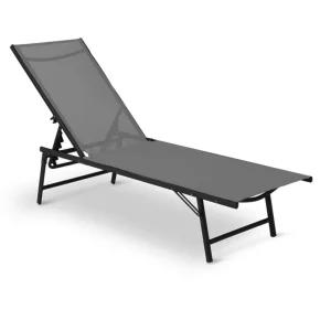Lettino Sdraio Reclinabile Pieghevole Prendisole in Acciaio Tessuto Traspirante Grigio