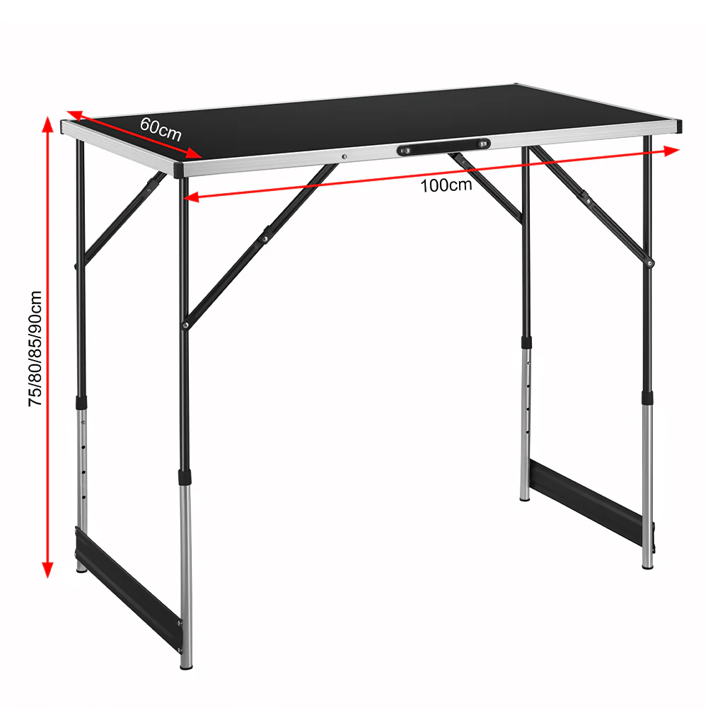 Kit 3 pezzi Tavolo Pieghevole Multifunzione Campeggio Giardino Pic Nic Nero - immagine 6